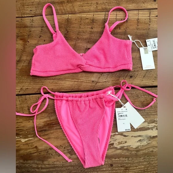 🆕 3pc GOOD AMERICAN ALWAYS FITS Sculpt Twist Top, Tiny Ties Bottom, & Skirt - Picture 2 of 12